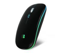 SUBBLIM Ratón Inalámbrico Led Dual Flat Mouse Negro Luz Led Conexión Dual Slim & Ergonómico