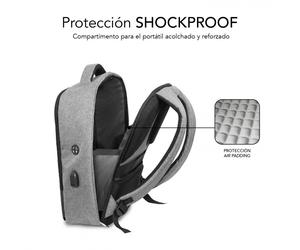 SUBBLIM - Mochila Antirrobo Secure V2 AP Antitheft Backpack Gris/Negra