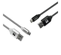 SUBBLIM Pack 2 Cables Usb Tipo C - Usb A (3.0A) Negro/Plata Carga Y Sincroniza Elegante Y Con Estilo Diseño Duradero