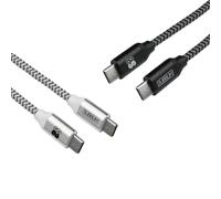 SUBBLIM Pack 2 Cables Usb Tipo C - Usb Tipo C (3.0A) Negro/Plata Versatil: Conectores Reversibles Carga Y Sincroniza Elegante Y Con Estilo Diseño Duradero