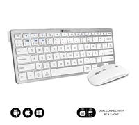 Subblim Pack Teclado + Ratón SUBKBC-OCO010 Multidispositivo Compacto Inalámbrico Plateado/Blanco
