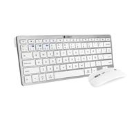 Subblim Pack Teclado + Ratón SUBKBC-OCO010 Multidispositivo Compacto Inalámbrico Plateado/Blanco