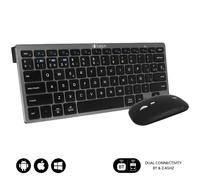 SUBBLIM Teclado Con Ratón Bluetooth + 2.4G Combo Multidispositivo Compacto Gris Negro Combo Multidispositivo Diseño Ergo Y Silecioso Control De Funciones