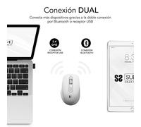 SUBBLIM Ratón Curve Ergo Dual Mouse Batería Li-Ion Blanco Apoyo Pulgar Dos Conexiones Silent Click Recargable Máxima Precisión