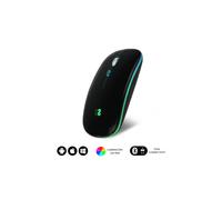 SUBBLIM Ratón Inalámbrico Led Dual Flat Mouse Negro Luz Led Conexión Dual Slim & Ergonómico
