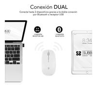 SUBBLIM - Ratón Óptico Inalámbrico 2.4G y Bluetooth Dual Flat Mouse Recargable Blanco