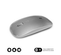 SUBBLIM - Ratón Óptico Inalámbrico 2.4G y Bluetooth Dual Flat Mouse Recargable Plateado
