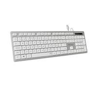 SUBBLIM Teclado con Cable Ergo BlancoPlata Teclas Ergonómicas Diseño Plano Y Completo
