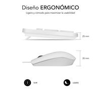 SUBBLIM - Teclado Ergonómico y ratón Combo Business Slim Silencioso con cable USB Blanco