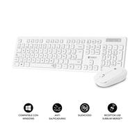 SUBBLIM - Teclado Ergonómico y ratón Combo Business Slim Silencioso Inalámbrico 2.4G Blanco