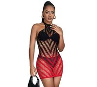SUBBLIME Vestido De Rejilla Elástica Degradado Rojo Y Negro - Diseño Cautivador Para Realzar Tu Sensualidad