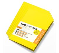 Subcarpetas Cartulina A4, Carpetas Archivadoras de Papel 180gr, Carpeta Clasificadora para Documentos, Pack de 50 Subcarpetas Oficina de Colores para Archivar y Ordenar - Ofituria (Amarillo Fuerte)