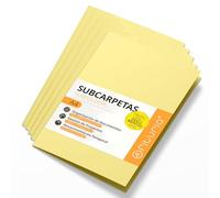 Subcarpetas Cartulina A4, Carpetas Archivadoras de Papel 180gr, Carpeta Clasificadora para Documentos, Pack de 50 Subcarpetas Oficina de Colores para Archivar y Ordenar Papeles - Ofituria (Amarillo)