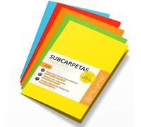 Subcarpetas Cartulina A4, Carpetas Archivadoras de Papel 180gr, Carpeta Clasificadora para Documentos, Pack de 15 Subcarpetas de Colores para Archivar y Ordenar - Ofituria (Surtido Intenso)