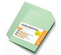 Subcarpetas Cartulina A4, Carpetas Archivadoras de Papel 180gr, Carpeta Clasificadora para Documentos, Pack de 50 Subcarpetas Oficina de Colores para Archivar y Ordenar Papeles - Ofituria (Verde)