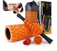 SUBCULTUREPICK Juego de rodillos de espuma 5 en 1, rodillo de espuma de punto de gatillo, rodillo de masaje, bola de masaje, banda de resistencia para masaje muscular profundo, pilates, yoga,