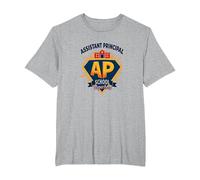 Subdirector: Superhéroe Escolar Camiseta, Hombre Tallas Grandes, Gris Jaspeado, 4X Alto