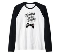 Sube de Nivel a la Consola Infantil del día del Padre de papá Camiseta Manga Raglan