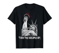 Sube el Volumen Estatua de la Libertad NYC Pride Design Camiseta gráfica económica, Hombre, Negro, L