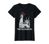 Sube el Volumen Estatua de la Libertad NYC Pride Design Camiseta gráfica económica, Mujer, Negro, L