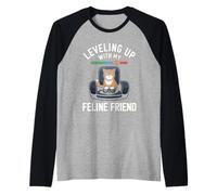 Subiendo de nivel con mi amigo felino Cat Lover gatos y juegos Camiseta Manga Raglan