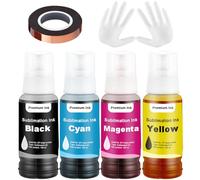 Sublimación 102 104 tinta compatible con Epson ET-2400 ET-2720 ET-2760 ET-2800 ET-2803 ET-2815 ET-2820 ET-2830 Impresoras de inyección de tinta para taza copa camisetas de transferencia de calor (4 P)