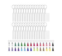 Sublimation Key Chain Blanks - Rectangle Heat Transfer Ornament | Double-Sided Keychain Blank With Rings And Tassels, Perfect For DIY Crafting, Art Projects, Backpack, Wallet And Purse Decoration Use