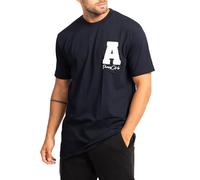 Subliminal - Camiseta de manga corta para hombre, algodón, con bordado con letra A, estilo clásico de moda, básica, corte clásico BX128, azul marino, XXL