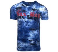 Subliminal Moda Camiseta Hombre Algodón Cuello Redondo Atrapado Manga Corta Desteñida Estilo Mordene/Vintage - Estampado Único - Corte Clásico BX103, azul, XL