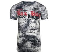 Subliminal Moda Camiseta Hombre Algodón Cuello Redondo Atrapado Manga Corta Desteñida Estilo Mordene/Vintage - Estampado Único - Corte Clásico BX103, gris, XXL