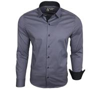 Subliminal Mode Camisa de manga larga para hombre | ajuste clásico | cómoda y fácil de lavar | Ideal para la oficina y las salidas informales S500, gris oscuro, 4XL