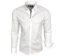 Subliminal Mode - Camisa para hombre de corte ajustado, cuello y manga bicolor con planchado fácil, mangas largas, casual S500, XL