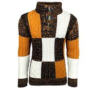 Subliminal Mode - Jersey de cuello alto para hombre, Jersey de punto grueso para el invierno BX51112, marrón claro, XXL