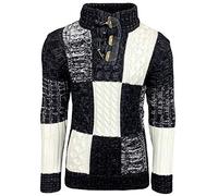 Subliminal Mode - Jersey de cuello alto para hombre, Jersey de punto grueso para el invierno BX51112, Negro , L