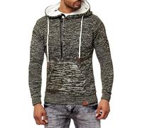 Subliminal Mode - Jersey de punto para hombre con capucha y cuello con cremallera - Estilo básico - Jersey de punto grueso - Jersey tejido de invierno de manga larga - Idea de regalo BX277, caqui, L