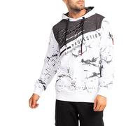 Subliminal Mode Sudadera con capucha con capucha para hombre, manga larga, bicolor, con bolsillo, casual, estilo básico, ideal para deporte, fitness, musculación BX-2628, blanco, XL