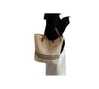SUBLXPoten Bolso Tejido de Play Bolso tejido de gran capacidad con sistema forestal, bolso mano paja for playa verano, estilo Tot un solo hombro(Beige)