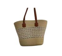 SUBLXPoten Bolso Tejido de Play Bolso tejido de gran capacidad con sistema forestal, bolso mano paja for playa verano, estilo Tot un solo hombro(Mijiami net)