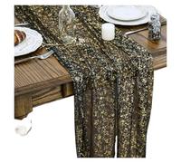 SUBLXPoten Camino Mesa de Gasa Camino de Mesa lámina metálica 70x400cm, decoración Comedor Dorada Brillante for Boda, Despedida Soltera(Balck Gold,70cmx300cm)