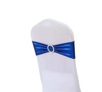 SUBLXPoten Chair Cover Sashes 10/50/100 Piezas de Cintas for decoración sillas Boda, Lazos metálicos Brillantes con Hebilla Redonda for Banquetes y Fiestas(Dark Blue,10 pcs)