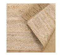 SUBLXPoten Felpudo de Entrada Alfombra de Yute Tejida a Mano for Sala Estar, Resistente al Desgaste, Duradera, con borlas, Minimalista, decoración del hogar, cómoda(230x330cm)