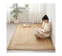 SUBLXPoten Felpudo de Entrada Alfombra de Yute Tejida a Mano, Resistente al Desgaste, for Sala Estar, Alfombra Dormitorio Doble Cara(Brown,120x180cm)