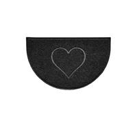 SUBLXPoten Felpudo Semicircular Felpudo de Barrera Lavable con Forma corazón en Relieve, Puerta Entrada, Media Luna(Black)