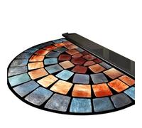 SUBLXPoten Felpudo Semicircular Felpudo de Entrada Medio círculo Vintage, patrón Mosaico Azulejos Piedra Coloridos, Alfombra Antideslizante Absorbente, decoración del hogar(40X60CM(1.3X2FT)