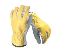 SUBLXPoten Guantes Soldador Guantes de trabajo piel vaca, guantes soldadura cuero con clips, trabajos jardinería, corte, construcción(M)