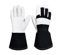 SUBLXPoten Guantes Soldador Guantes de trabajo seguridad for soldadura TIG, piel cabra, con puño largo, resistentes al calor, a las chispas, en la espalda, 1 par(XXL)