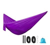 SUBLXPoten Hamaca de 245 x 90 cm al aire libre, camping, hamaca para dormir, jardín, patio trasero, columpio, cama de árbol, silla colgante de paracaídas portátil, hebilla de cuerda fija (color: