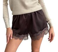 SUBLXPoten Pantalones Cortos De SatéN con Ribete De Encaje Women Heart Print Lace Satin Shorts Silk Elastic Waist Mini Coquette Aesthetic Boxer Slip Pettipants(Color5,S)