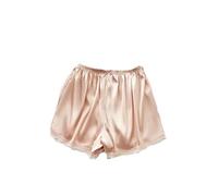 SUBLXPoten Pantalones Cortos De SatéN con Ribete De Encaje Women Spring Summer Satin Silk Lace Safety Shorts Pants Sweet Loose Elastic Home Sleep Nightwear Bottom Thin Pajamas(Champagne,M)