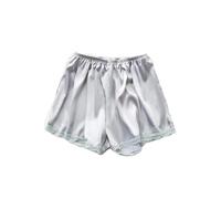 SUBLXPoten Pantalones Cortos De SatéN con Ribete De Encaje Women Spring Summer Satin Silk Lace Safety Shorts Pants Sweet Loose Elastic Home Sleep Nightwear Bottom Thin Pajamas(Grey,XL)
